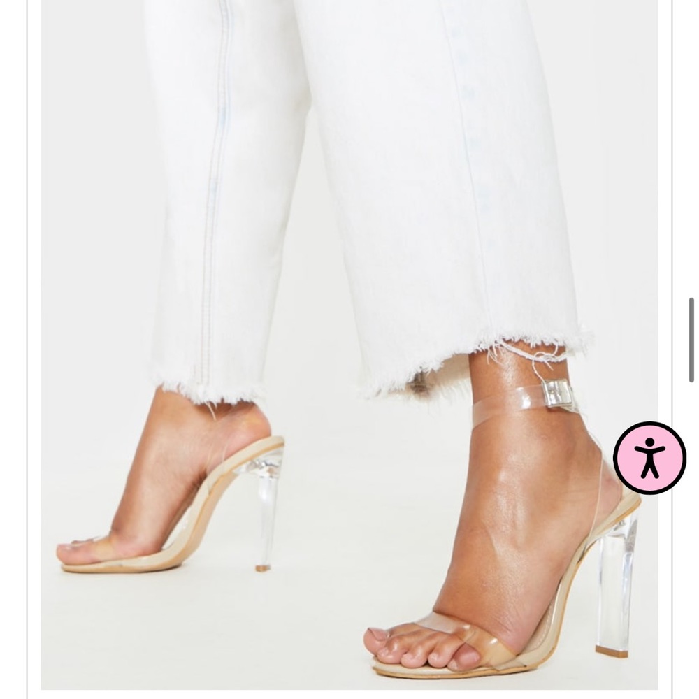 Nude clear strap sandal heel size 8